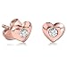 Produktbild viva-adorno® 1 Paar Damen Ohrringe Mädchen Ohrstecker 925 Silber Herzen Rosegold Zirkonia Z533.D7