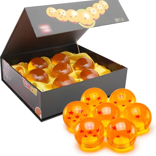 Set de 7 Bolas del Dragón, Dragon Balls (1 a 7 Estrellas), 4.3cm Dragón Bola de Cristal, con Caja de Regalo, para Decoración del Hogar, Regalo para Niños