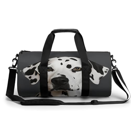 Cylindrical Gym Bag,Dalmatian Sports Gym Bag,Workout Bags,travel Weekender Bag,Duffle Travel Bag for Men Women, 17.7in/9in/9in, style
