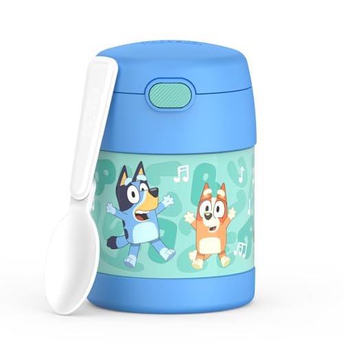Image of THERMOS FUNTAINER Insulated Food Jar, 10 Ounce, Kid Friendly Food Jar with Foldable Spoon, Bluey