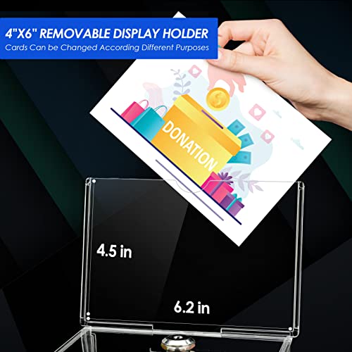 Maxgear 2 Pack Acrylic Donation Box With Lock,6.2" X 4.5" X 4" Large Ballot Box With Sign Holder, Clear Suggestion Box Storage Container For Voting, Charity, Ballot #TOP2