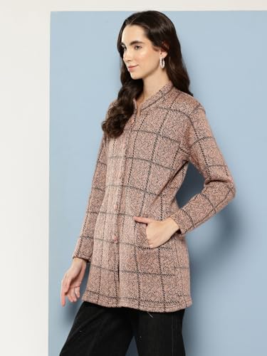 Image of Aarika Womens Winter Wear Lemon Colour Abstract Woolen Cardigan