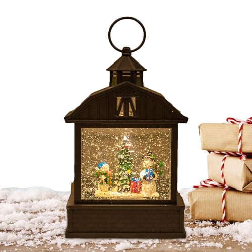 Pruojhw - Farol de Navidad con bola de nieve, linterna de Navidad, linterna luminosa para habitación de bebé, linterna de agua, bola de nieve de Navidad, linterna de lentejuelas de Navidad iluminada