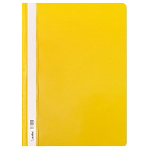 Image of OFFICE CENTRE A4 Yellow Clear Cover Presentation Folder, 2 Prong, 10 Pack