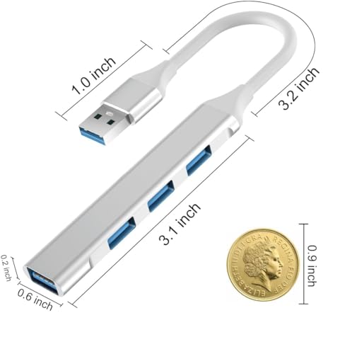 Image of USB HUB Mini USB Hub Extensions, 4 Port USB 3.0 Hub Expander, 2.0 Hub, USB Adapter Station, Ultra Slim Portable Data Hub USB Splitter Aluminum Applicable for PC (USB to 4 Port HUB)