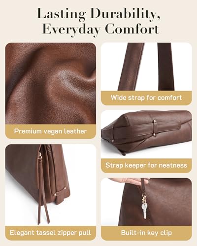 Bolso Hobo para mujer color café de gran tamaño miniatura 5