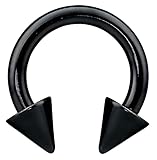 [From da Phactory] フロム ダ ファクトリー コーン サーキュラー バーベル ラージ ゲージ サージカルステンレス 軟骨ピアス ボディピアス 1個(ブラック 00G)