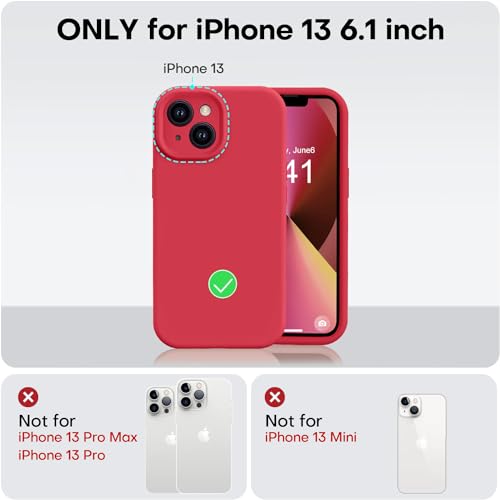 Image of Vooii Compatible with iPhone 13 Case, Liquid Silicone Upgrade [Camera Protection] [Soft Anti-Scratch Microfiber Lining] Shockproof Phone Case for iPhone 13 6.1 inch - Red
