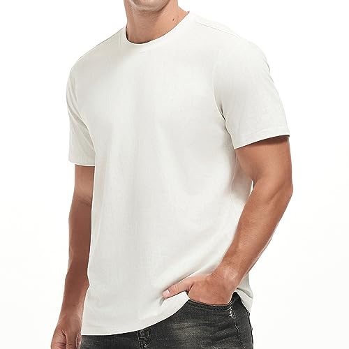 VEIISAR Men's Crew Neck T Shirt - Fitted Elastic Tees Fresh Print Tshirts - Pattern & Color 20+