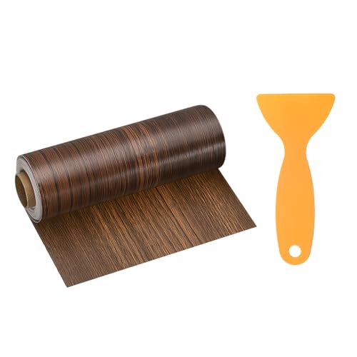 Image of HARFINGTON Wood Grain Repair Tape 6 Inch x 33ft Self Adhesive Repair Patch Tape Simulated Wooden Floor Tapes with Plastic Scraper for Tables Doors Windows Furniture, Ebony
