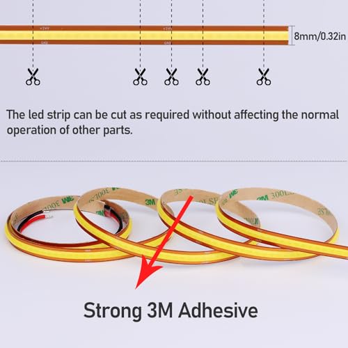 Image of GOMING 24V COB LED Strip Light Cool White 6000K Cut at Will 2640LEDs 16.4ft(5M) CRI 93+ 4600lm 13W /M Uniform Glow IP20 Not Waterproof LED Tape Lights for DIY Cabinets Home Decor(No Power Supply)