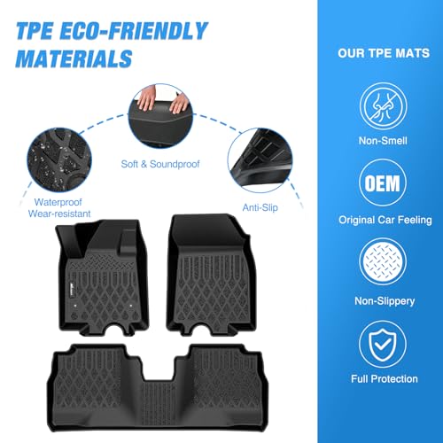 Image of Nilight TPE Floor Mats for Chevy Equinox EV Only 2024 2025 2026 | All Weather Custom Fit Heavy Duty Floor Liners