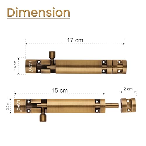 Image of LAPO 2 Pack Premium Aluminum Tower Bolt 6 Inch, Tower Bolt for Main Door and Bathroom, Kundi Door Latch for Bedroom, Chitakni, Tower Bolt for Home,Offices Doors,Windows (Antique Finish, Pack of 2)