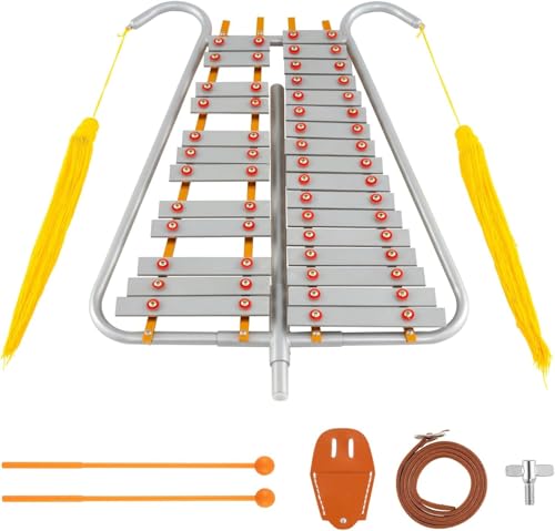Glockenspiel for Adult Beginners - 27 Tone Aluminum Xylophone Metal Bell Harp Glockenspiel Perfect for Marching Bands & Home Practice