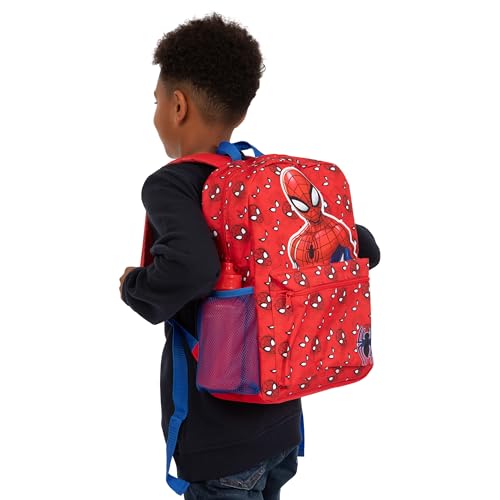 Marvel Backpack Set | Kids Backpack, Lunchbag, Water Bottle and Pencil Case Set | Spiderman Rucksack | One Size Red3