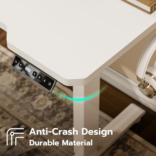 Image of Acrolix L Shaped Electric Standing Desk, 71x43.5 Inch Reversible, White | 176 lb capacity,28.3-46.4 inch height,3 memory presets,quiet <45dB motor,cup holder&hook,home office gaming corner desk
