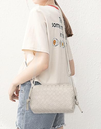 Small Woven Bag Satchel for Women 2025 Trendy Woven Shoulder Purse Crossbody Clutch Vegan Leather Tote Handbag Small Hobo Bag3