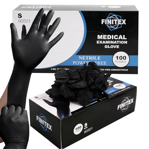 Image of Black Nitrile Disposable Medical Exam Gloves 6.3mil Food Cleaning Gloves | Powder-free, Latex-free, Medical-grade,Food-grade,Industrial-grade,Black,Thick,Comfortable fit,Examination,Food,Cleaning