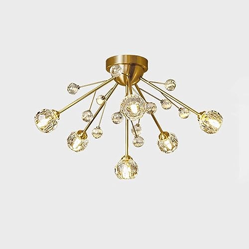 Lustre cristal doré ZR98US plafonnier salon moderne et éclairage couloir