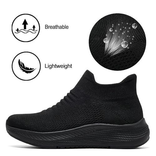 SHULOOK Mulheres deslizamento em sapatos de caminhada conforto leve respirável meia sapato antiderra