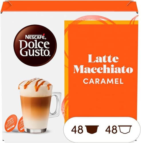 Nescafé Dolce Gusto Café Latte Macchiato Caramel, Paquete de 6/16 Cápsulas (8 tazas) cada paquete.