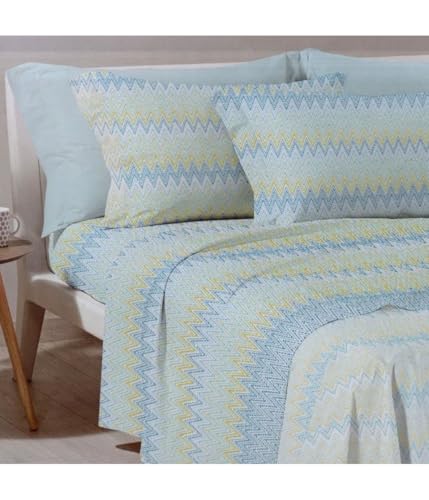 Caleffi Completo Lenzuola Elliot Singolo in Cotone colore azzurro