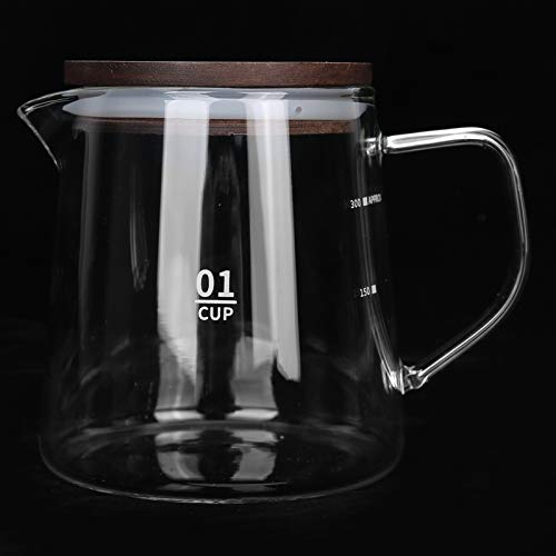 Glass Coffee Server, 300Ml Clear Coffee Carafe With Wooden Lid Pour Over Decanter Glass Coffee Maker Glass Coffee Pot Teapot Teakettle #TOP7