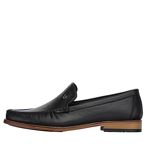 DALGALA Men's Black Leather Handcrafted Penny Loafers Slip on Casual Shoes4