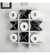 Weysat Tic Tac Toe Toilet Paper Holder Stand Bathroom Wall Decor Rustic Wooden Hanging Storage Fr...