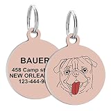 KINYABLUE Print Round Stainless Pet ID Tags,Personalized Dog Tags, Front&Back up to 4 Lines of Text,