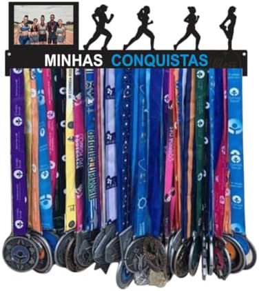 Porta Medalhas Corrida Feminino Minhas Conquistas, Quadro Decorat...