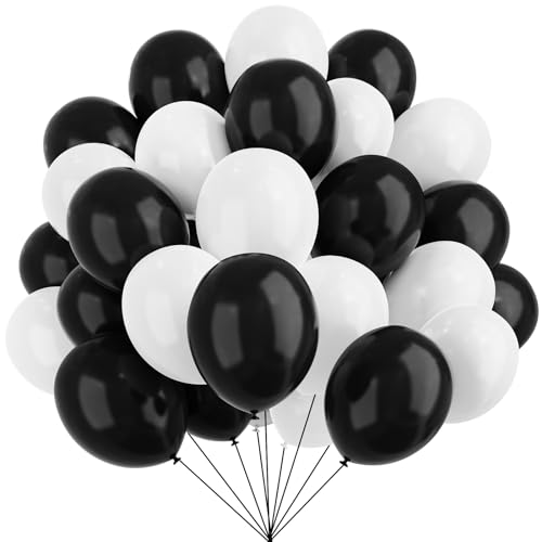 Schwarze und weiße Luftballons, 67 Stück, 30,5 cm, weiß-schwarze, verdickte Latexballons für...