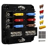 Kfz Sicherungshalter Flachsicherung, ENDARK Kfz Sicherungskasten, 6 Fach Sicherungshalter mit LED-Anzeige Negativen Bus für Auto, Boot, Van, Suv, LKW