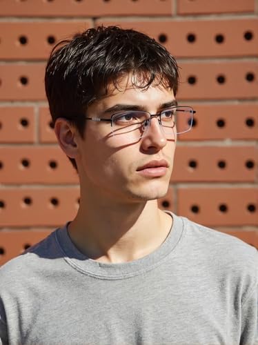 Image of Dollger Rectangle Blue Light Glasses for Men Metal Anti Bluelight Blocking Glasses for Computer Fashion Eyeglasses Small Half