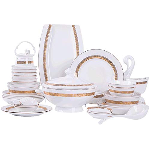 LUCEAE Piatti per la Cena Eleganti, Set Di Stoviglie in Ceramica, 50 Pezzi Set Di Pranzo Di Lussuoso Peldi Porcellana/Combinazidi Porcellana