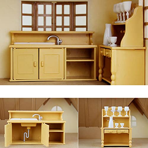 Acxico 2Pcs Plastic Kitchen Cabinet Miniature Furniture Room Item Set Mini Accessory - Thumbnail 7