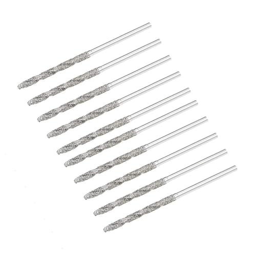 TA-VIGOR 10Pcs 1.8mm Diamond Twist Drill Bit, Diamond Tipped Drill Bit Set Rotary Tools Heavy Duty Micro Diamond Drill Bit Set for Glass Wood Jade Stone Tile
