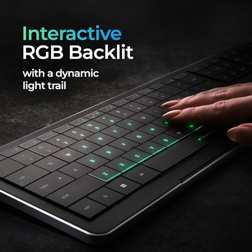 Image of CLVX 1 Wireless Keyboard with Trackpad Full Size Bluetooth RGB | Touchpad built into the keys, backlit low-profile scissor switches, multi-device Bluetooth and USB-C, quiet typing