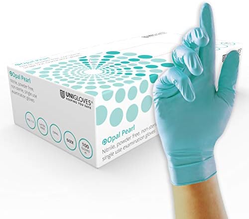 Unigloves Orange Pearl Nitrile Examination Gloves - Multipurpose, Powder Free and Latex Free Disposable Gloves - Box of 100 Gloves, Orange, Large (GP0134)