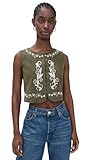 Line & Dot Women's Brea Embroidered Top, Olive, S