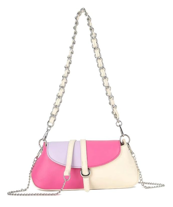 Pochette de soirée en similicuir uni Girly Handbags avec bandoulière chaîne pour femme