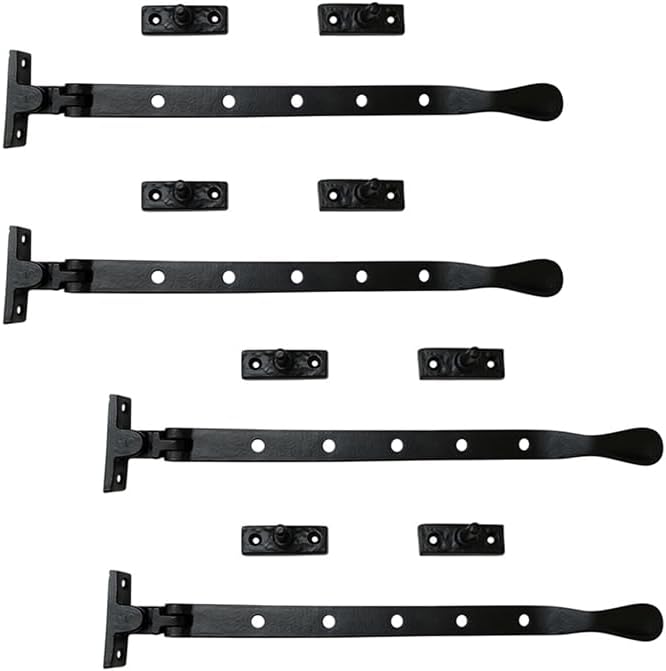 Adonai Hardware 13" "Pedahzur" Cast Iron Heavy Duty Window Latch Lock Casement Stay (Supplied as 4 Pieces per Pack) - Matte Black
