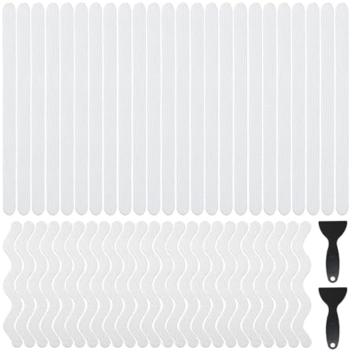 48pzas Tiras Antideslizantes Cinta Antideslizante para Baño Adhesivos Transparentes y Antideslizantes Protección Antideslizante Autoadhesiva, para Piscina Ducha Baño Escaleras, Rascador Premium