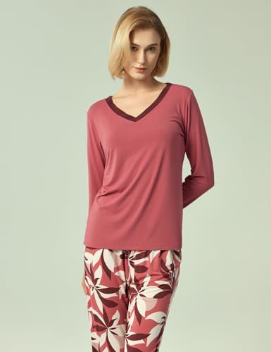 Image of GYS Women's Bamboo Viscose Long Sleeve Pajamas Set