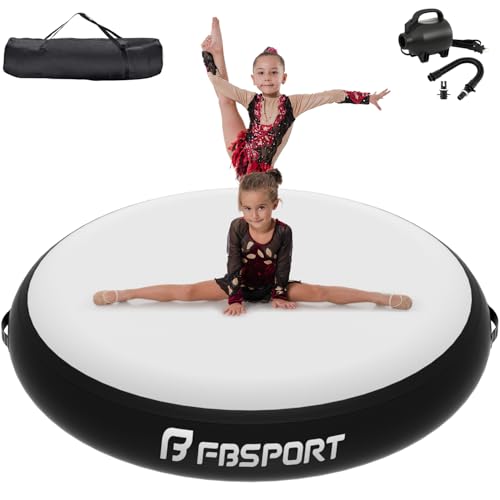 FBSPORT Airspot, 20CM Höhe Airtrack Matte, Durchmesser 100CM Aufblasbare Tumbling Matte, Trainingsmatte mit Pumpe, Aufblasbare Gymnastikmatte, Turnmatte