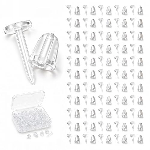 Clear Earring Studs 75 Pairs Flat Back Silicone Bullet