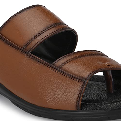 TrueYarn Men's Genuine Leather Slippers | Thong Sandals For Men | Comfortable | Cushioned Insole | Durable | Handmade | All Occasion Slippers