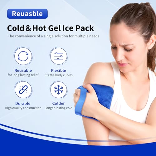 Image of Gel Ice Pack for Injuries Reusable Soft Freezer Ice Bag with Strap 1 Pack