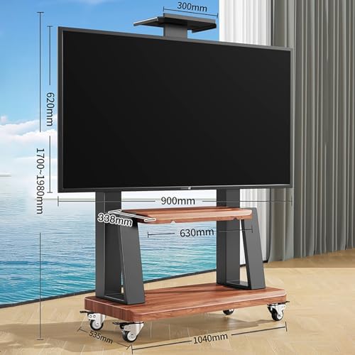 Support TV mobile réglable en hauteur avec roulettes robustes 100 pouces - 3