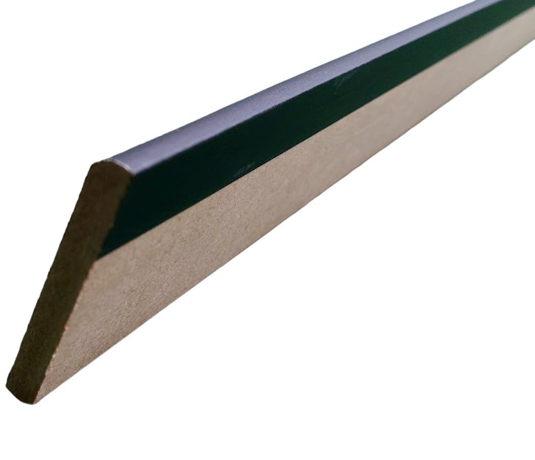 MadeInNature Battiscopa in legno, verniciato, rivestito in melammina, bianco, grigio, nero, di alta qualità, battiscopa fabbricazione francese, diverse dimensioni, altezza 7 cm (nero, arrotondato, 20
